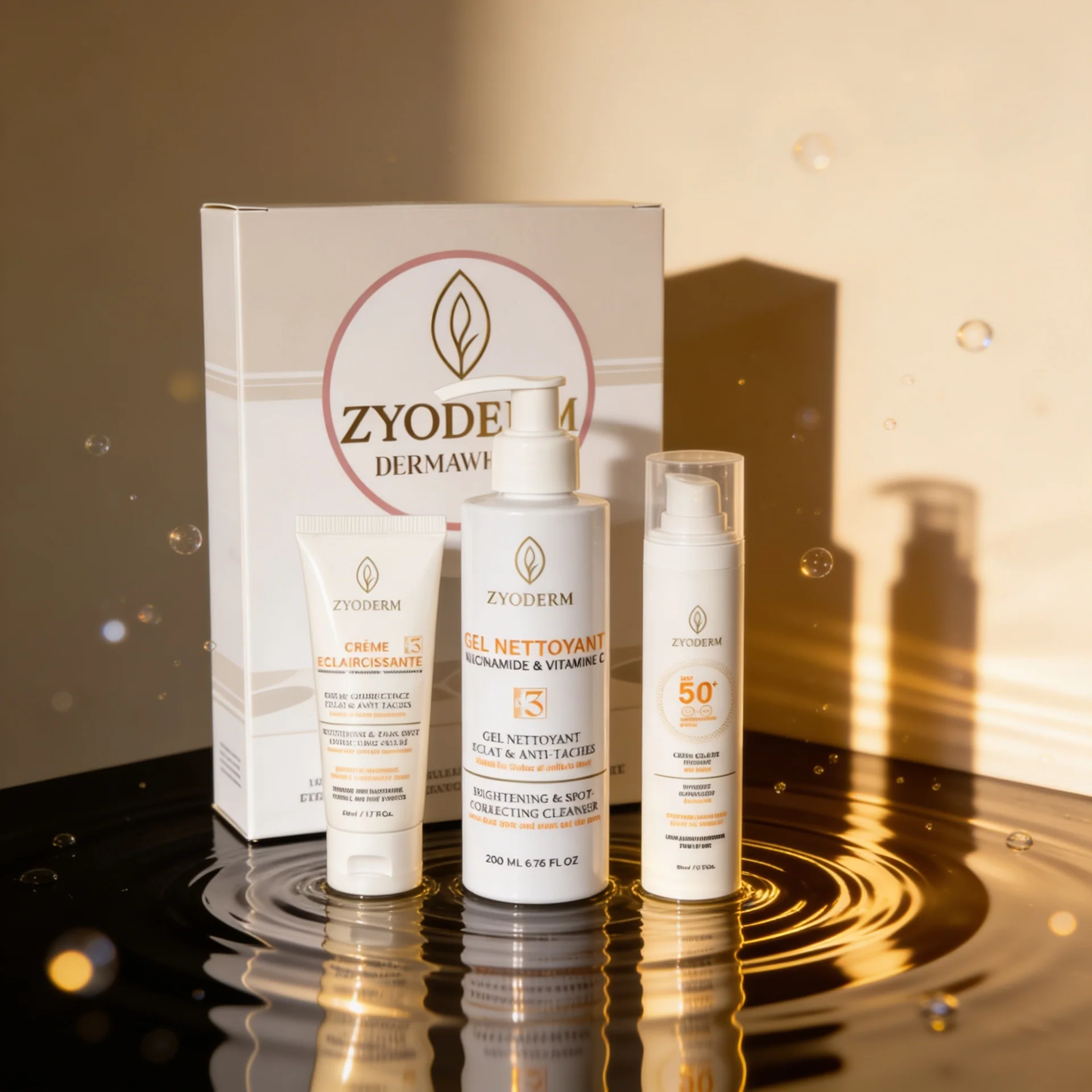 ZYODERM Pack Invisible (Gel Nettoyant + Crème Solaire + Crème Éclaircissante)